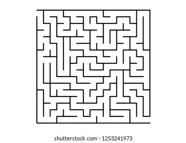 White vector template with a black  maze, puzzle. Modern illustration with maze on a white backdrop. Pattern for educational magazines, books.