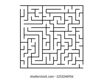 White vector template with a black  maze, puzzle. Simple illustration with a maze on a white background. Concept for making right choices.