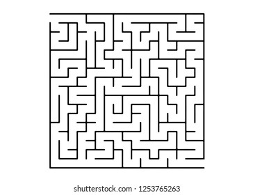 White vector template with a black  maze, puzzle. Modern illustration with maze on a white backdrop. Concept for pazzle, labyrinth books, magazines.