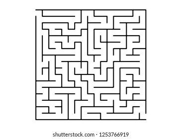 White vector template with a black  maze, puzzle. Complex illustration with mazes on a white template. Concept for pazzle, labyrinth books, magazines.