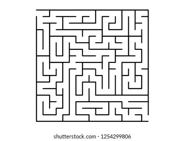 White vector template with a black  maze, puzzle. Simple illustration with a maze on a white background. Concept for books, magazines with complex tasks.