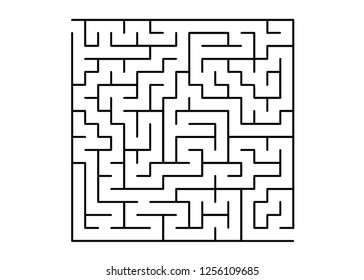 White vector template with a black  maze, puzzle. Maze design in a simple style on a white background. Pattern for educational magazines, books.