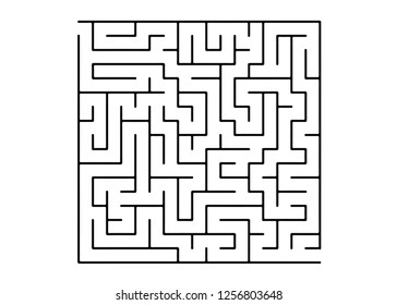White vector template with a black  maze, puzzle. Abstract illustration with maze on a white background. Concept for making right choices.