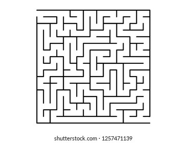 White vector template with a black  maze, puzzle. Maze design in a simple style on a white background. Pattern for educational magazines, books.