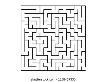 White vector template with a black  maze, puzzle. Complex illustration with mazes on a white template. Concept for books, magazines with complex tasks.