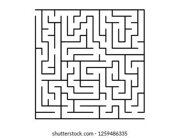 White vector template with a black  maze, puzzle. Black and white maze in a simple style. Pattern for children books, magazines.