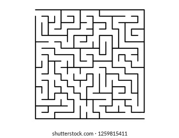 White vector template with a black  maze, puzzle. Simple illustration with a maze on a white background. Concept for making right choices.