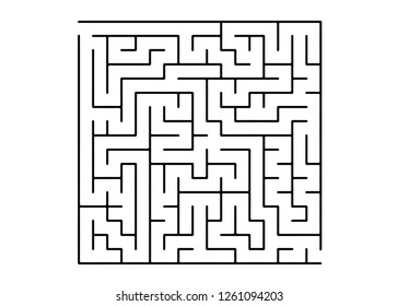 White vector template with a black  maze, puzzle. Complex illustration with mazes on a white template. Concept for pazzle, labyrinth books, magazines.
