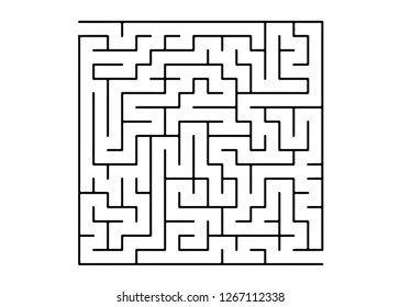 White vector template with a black  maze, puzzle. Maze design in a simple style on a white background. Concept for pazzle, labyrinth books, magazines.