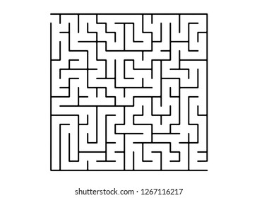 White vector template with a black  maze, puzzle. Modern illustration with maze on a white backdrop. Pattern for leisure tasks, games.