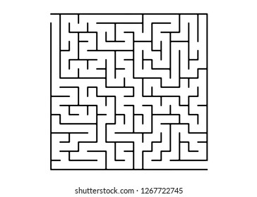 White vector template with a black  maze, puzzle. Simple illustration with a maze on a white background. Concept for books, magazines with complex tasks.
