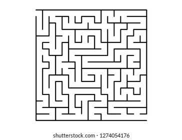 White vector template with a black  maze, puzzle. Abstract illustration with maze on a white background. Pattern for leisure tasks, games.
