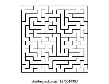 White vector template with a black  maze, puzzle. Simple illustration with a maze on a white background. Pattern for leisure tasks, games.