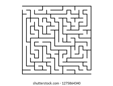 White vector template with a black  maze, puzzle. Complex illustration with mazes on a white template. Concept for making right choices.
