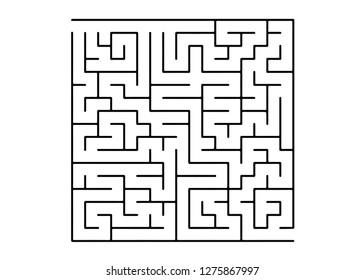 White vector template with a black  maze, puzzle. Simple illustration with a maze on a white background. Pattern for children books, magazines.