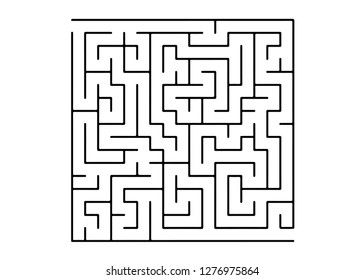 White vector template with a black  maze, puzzle. Modern illustration with maze on a white backdrop. Pattern for educational magazines, books.