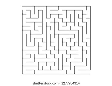 White vector template with a black  maze, puzzle. Complex illustration with mazes on a white template. Concept for making right choices.