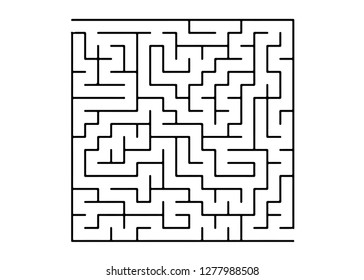 White vector template with a black  maze, puzzle. Modern illustration with maze on a white backdrop. Concept for pazzle, labyrinth books, magazines.