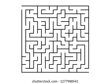 White vector template with a black  maze, puzzle. Maze design in a simple style on a white background. Pattern for leisure tasks, games.