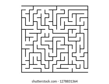 White vector template with a black  maze, puzzle. Simple illustration with a maze on a white background. Concept for making right choices.