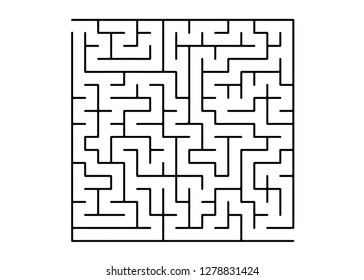 White vector template with a black  maze, puzzle. Modern illustration with maze on a white backdrop. Pattern for leisure tasks, games.