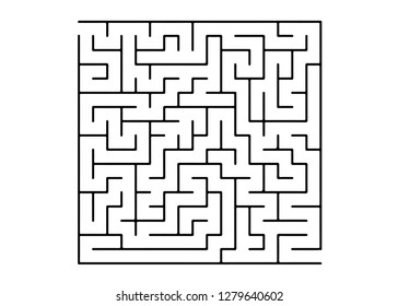 White vector template with a black  maze, puzzle. Maze design in a simple style on a white background. Concept for books, magazines with complex tasks.