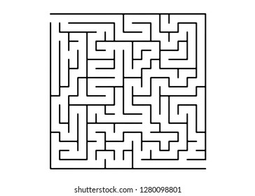 White vector template with a black  maze, puzzle. Modern illustration with maze on a white backdrop. Pattern for educational magazines, books.