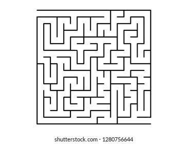 White vector template with a black  maze, puzzle. Simple illustration with a maze on a white background. Pattern for children books, magazines.