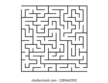White vector template with a black  maze, puzzle. Abstract illustration with maze on a white background. Concept for pazzle, labyrinth books, magazines.