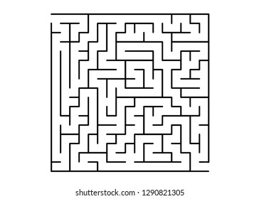 White vector template with a black  maze, puzzle. Simple illustration with a maze on a white background. Concept for pazzle, labyrinth books, magazines.