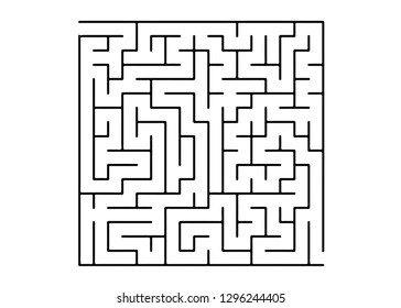 White vector template with a black  maze, puzzle. Maze design in a simple style on a white background. Concept for making right choices.