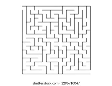 White vector template with a black  maze, puzzle. Simple illustration with a maze on a white background. Concept for books, magazines with complex tasks.