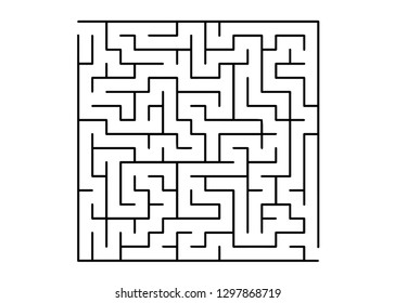 White vector template with a black  maze, puzzle. Black and white maze in a simple style. Concept for books, magazines with complex tasks.