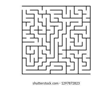 White vector template with a black  maze, puzzle. Complex illustration with mazes on a white template. Concept for books, magazines with complex tasks.