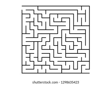 White vector template with a black  maze, puzzle. Abstract illustration with maze on a white background. Concept for pazzle, labyrinth books, magazines.