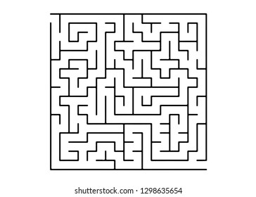 White vector template with a black  maze, puzzle. Modern illustration with maze on a white backdrop. Pattern for children books, magazines.