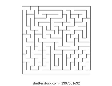 White vector template with a black  maze, puzzle. Modern illustration with maze on a white backdrop. Concept for books, magazines with complex tasks.