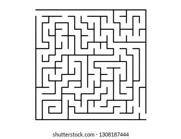 White vector template with a black  maze, puzzle. Modern illustration with maze on a white backdrop. Pattern for children books, magazines.