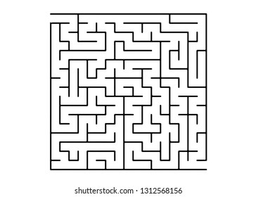 White vector template with a black  maze, puzzle. Modern illustration with maze on a white backdrop. Concept for books, magazines with complex tasks.