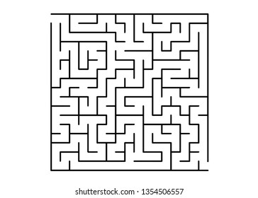 White vector template with a black  maze, puzzle. Modern illustration with maze on a white backdrop. Concept for books, magazines with complex tasks.