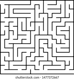 White vector template with a black  maze, puzzle. Maze design in a simple style on a white background. Pattern for educational magazines, books.