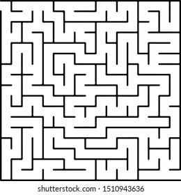 White vector template with a black  maze, puzzle. Simple illustration with a maze on a white background. Concept for books, magazines with complex tasks.