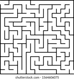 White vector template with a black  maze, puzzle. Simple illustration with a maze on a white background. Concept for pazzle, labyrinth books, magazines.