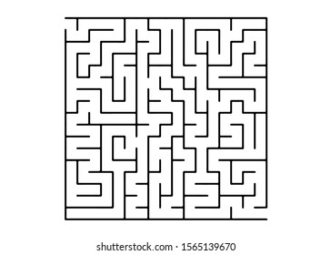 White vector template with a black  maze, puzzle. Modern illustration with maze on a white backdrop. Pattern for children books, magazines.