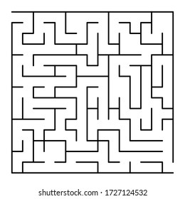 White vector template with a black maze, puzzle. Illustration for puzzle, labyrinth books, magazines isolated on a white background. 