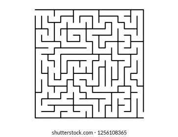 White vector texture with a black maze, game. Black and white maze in a simple style. Pattern for leisure tasks, games.