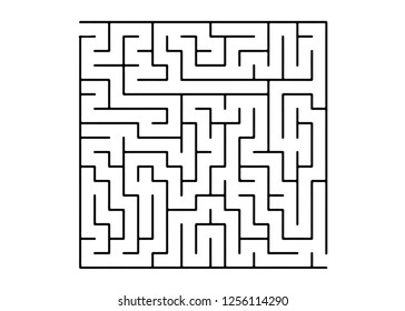 White vector texture with a black maze, game. Maze design in a simple style on a white background. Pattern for educational magazines, books.