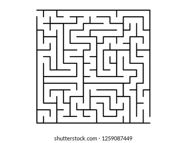 White vector texture with a black maze, game. Simple illustration with a maze on a white background. Concept for making right choices.