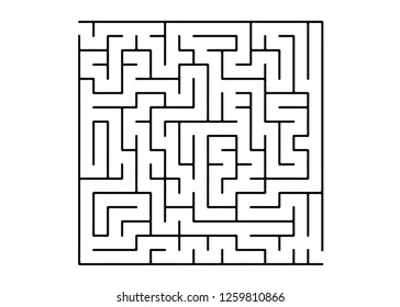 White vector texture with a black maze, game. Abstract illustration with maze on a white background. Pattern for educational magazines, books.