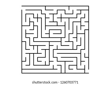 White vector texture with a black maze, game. Black and white maze in a simple style. Concept for books, magazines with complex tasks.
